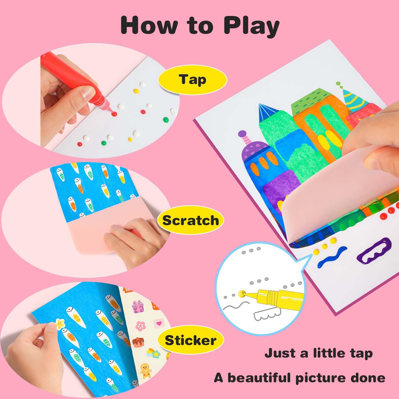 LEERYOUQU Squeegee Art Kit postcard-back design lets kids write messages on artwork.