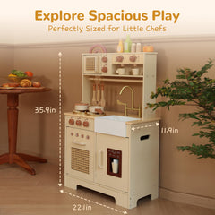 Leeshyah Play Kitchen sustainably crafted wood safe polished finish