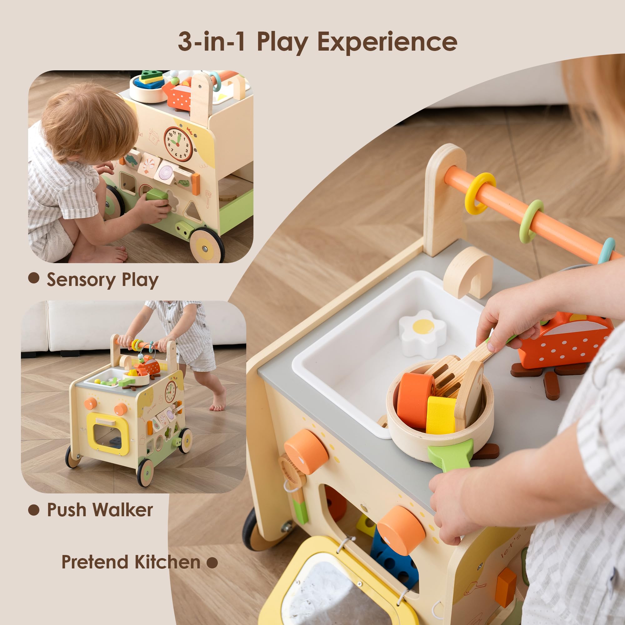 Leeshyah wooden walker with adjustable speed supports gentle walking progress.