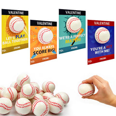 Leetous baseball valentines 24-pack mini foam balls ready for classroom exchanges.