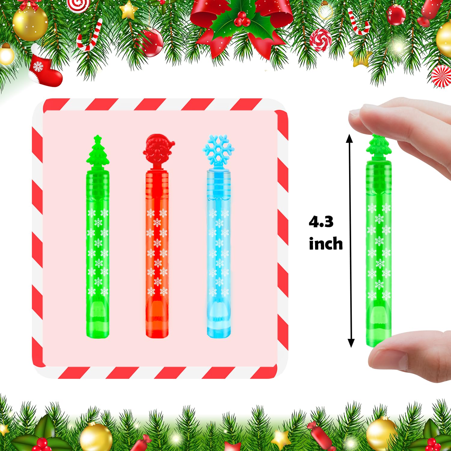 Leetous bubble wands featuring Christmas designs for seasonal celebrations.