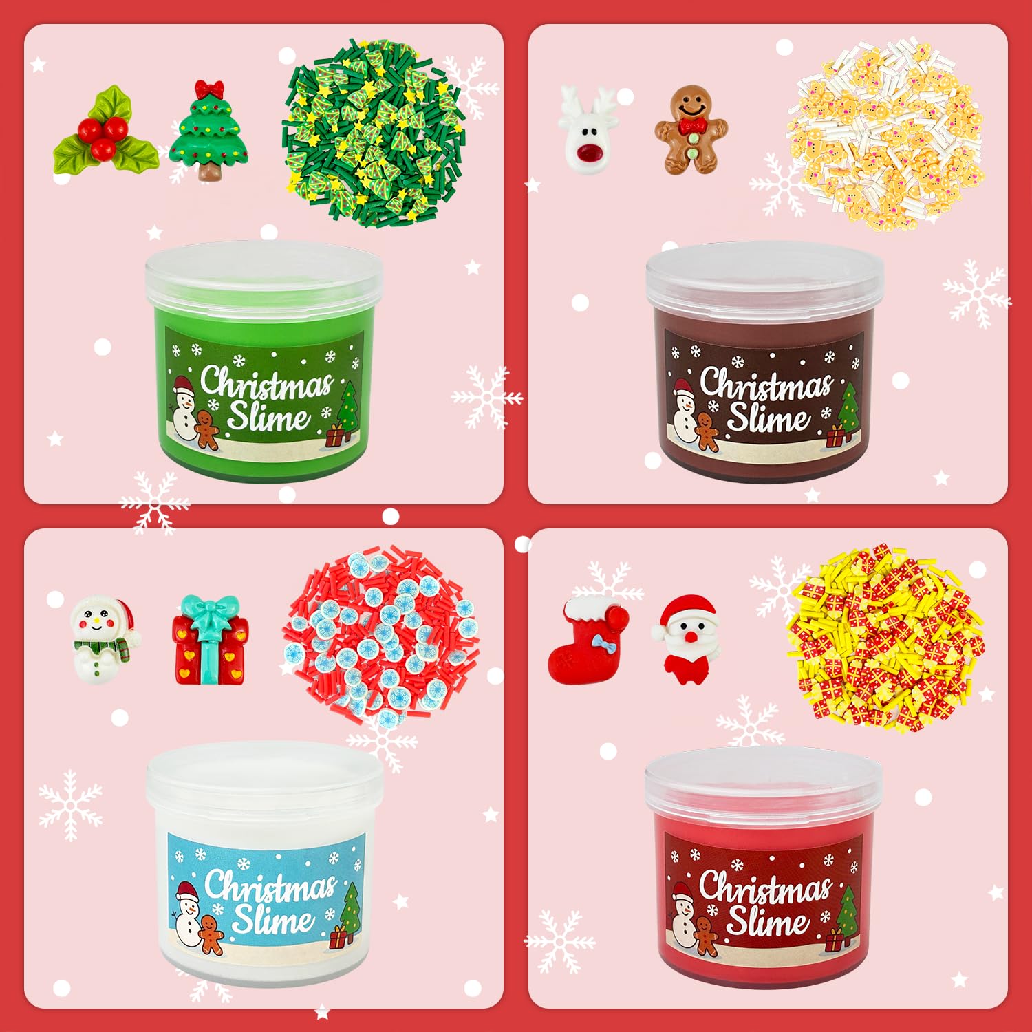 Leetous slime kit colors red, green, white, brown for festive crafts