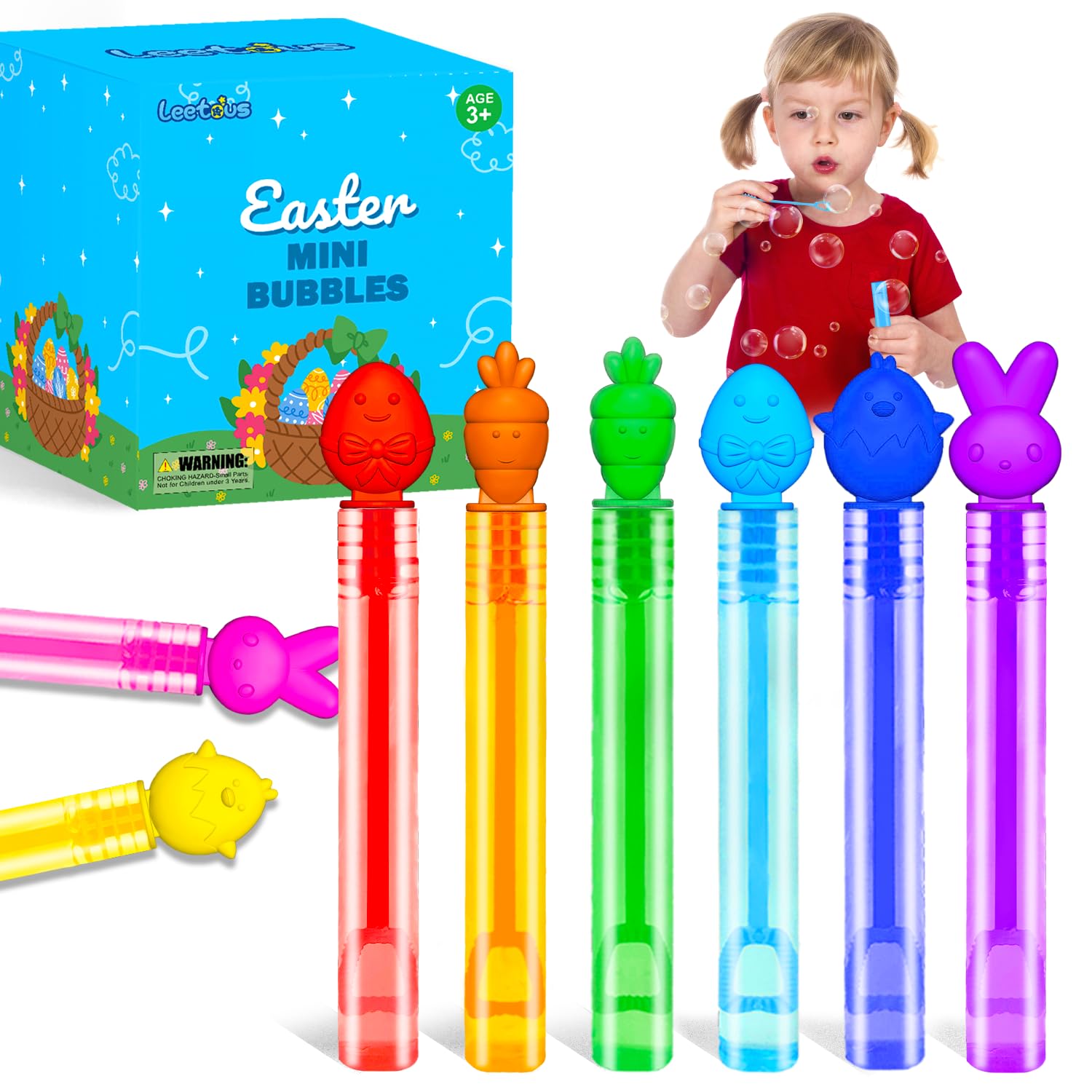 Leetous Easter bubble wands with bunny design for outdoor play and joyful photos.