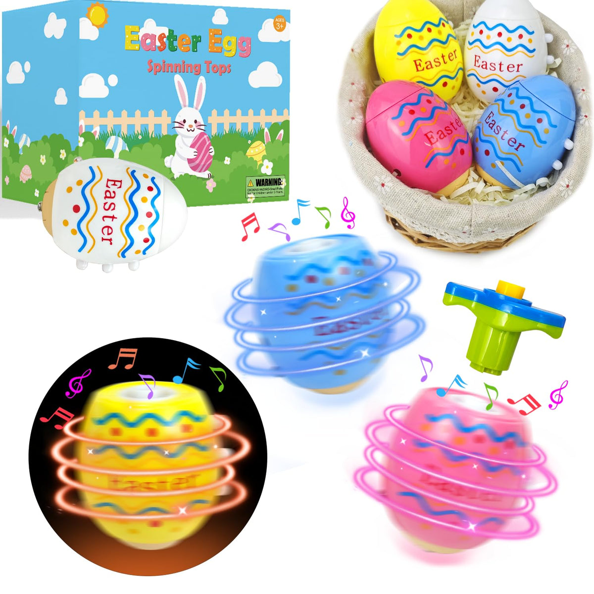 Leetous Easter light-up spinning top pink, ready for festive play and party favors.
