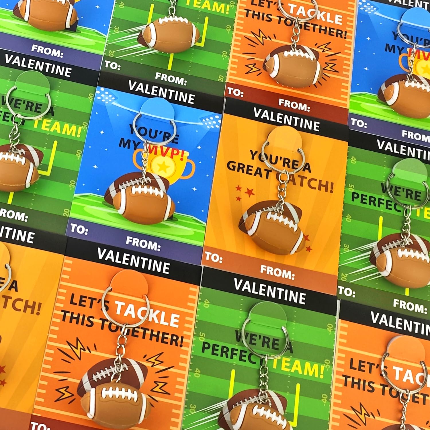 Leetous football valentines keychains with personalized classroom cards for gifts
