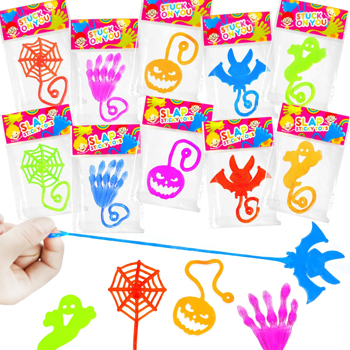 Leetous Halloween sticky hands in red, ideal for classroom prizes and goody bags.