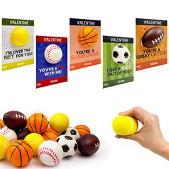 Leetous 24-pack mini foam sports balls for classroom Valentine exchanges.