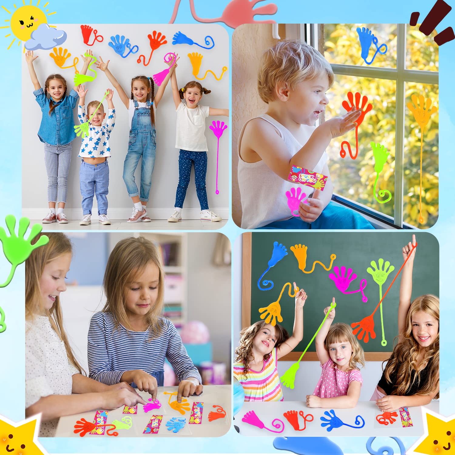 Leetous sticky feet blue: gooey, stretchy prize for classrooms and parties.