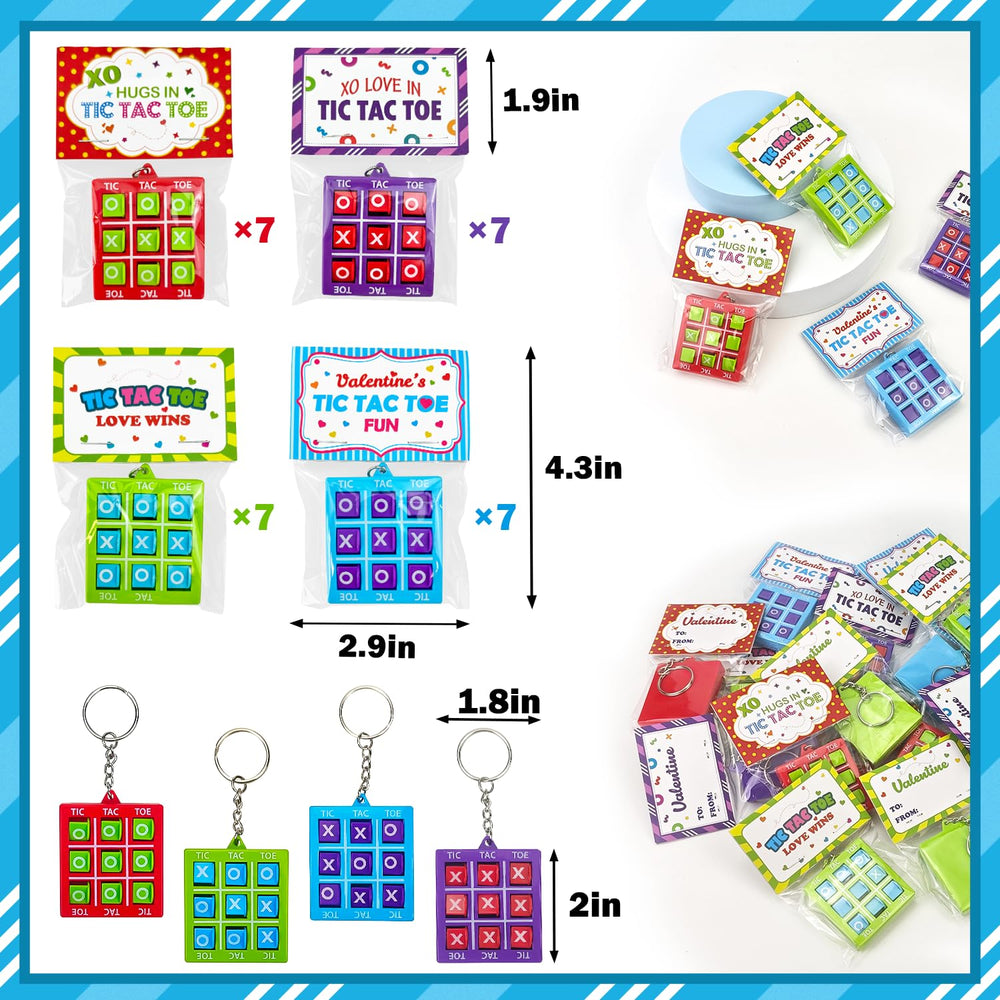 Leetous Valentine Tic-Tac-Toe keychain in green, great for school party prizes.