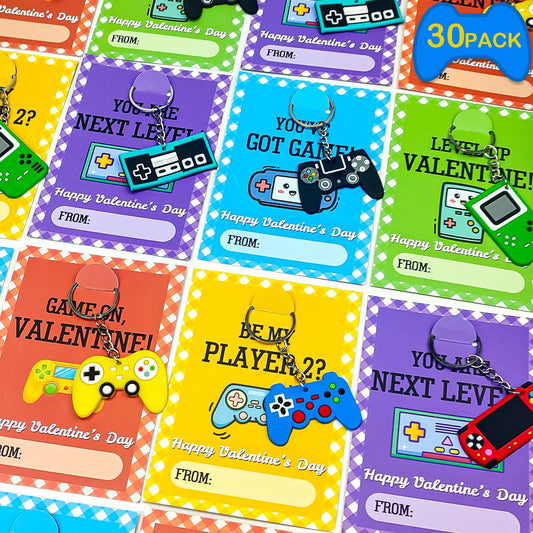 Leetous Valentine video games cards 30-pack for classroom exchange, a fun non-candy gift.