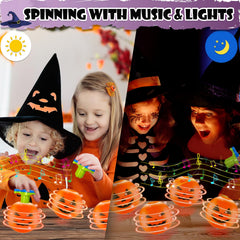 Leetous wind-up pumpkin spinner plays music for festive party favors