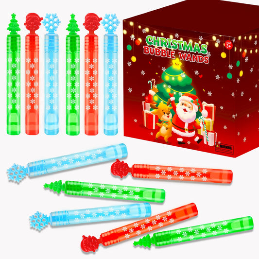 Leetous winter bubble wands with festive designs for holiday party favors.