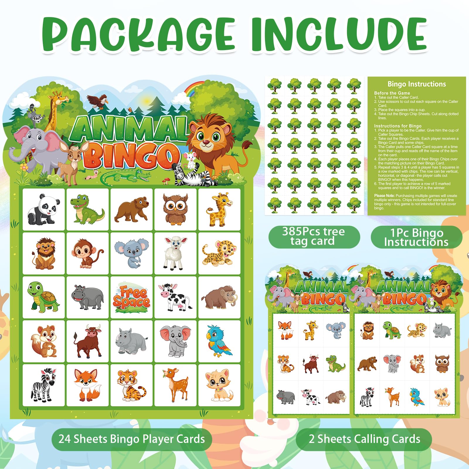 Leezead jungle animal designs on cards attract young learners and party guests.