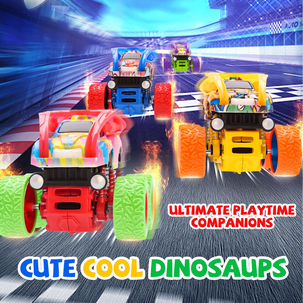 LEFEI Monster Truck four-pack display, ideal for sharing and group play.