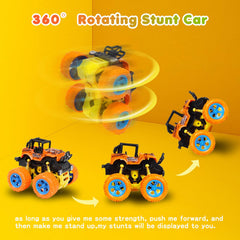 LEFEI Monster Truck set four-pack side view supports push and go action.