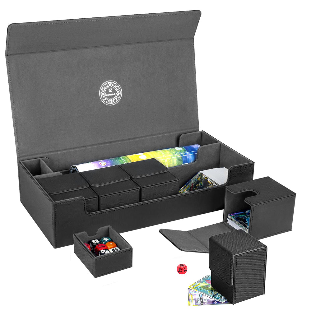 LEFOR·Z 6in1 large deck box shows secure storage for MTG cards and accessories.
