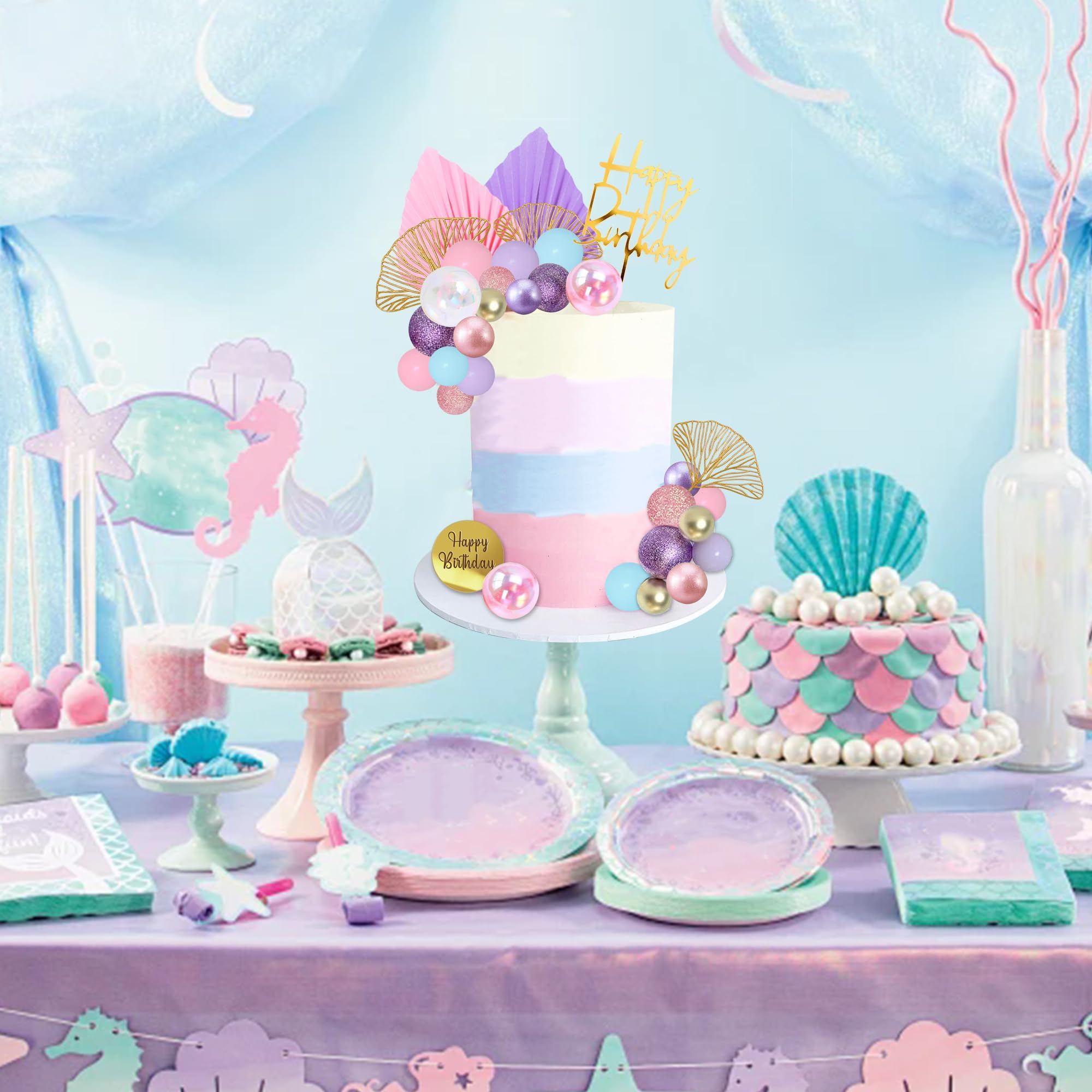 LEFUBABY blue ball cake topper creates ocean-inspired celebration visuals