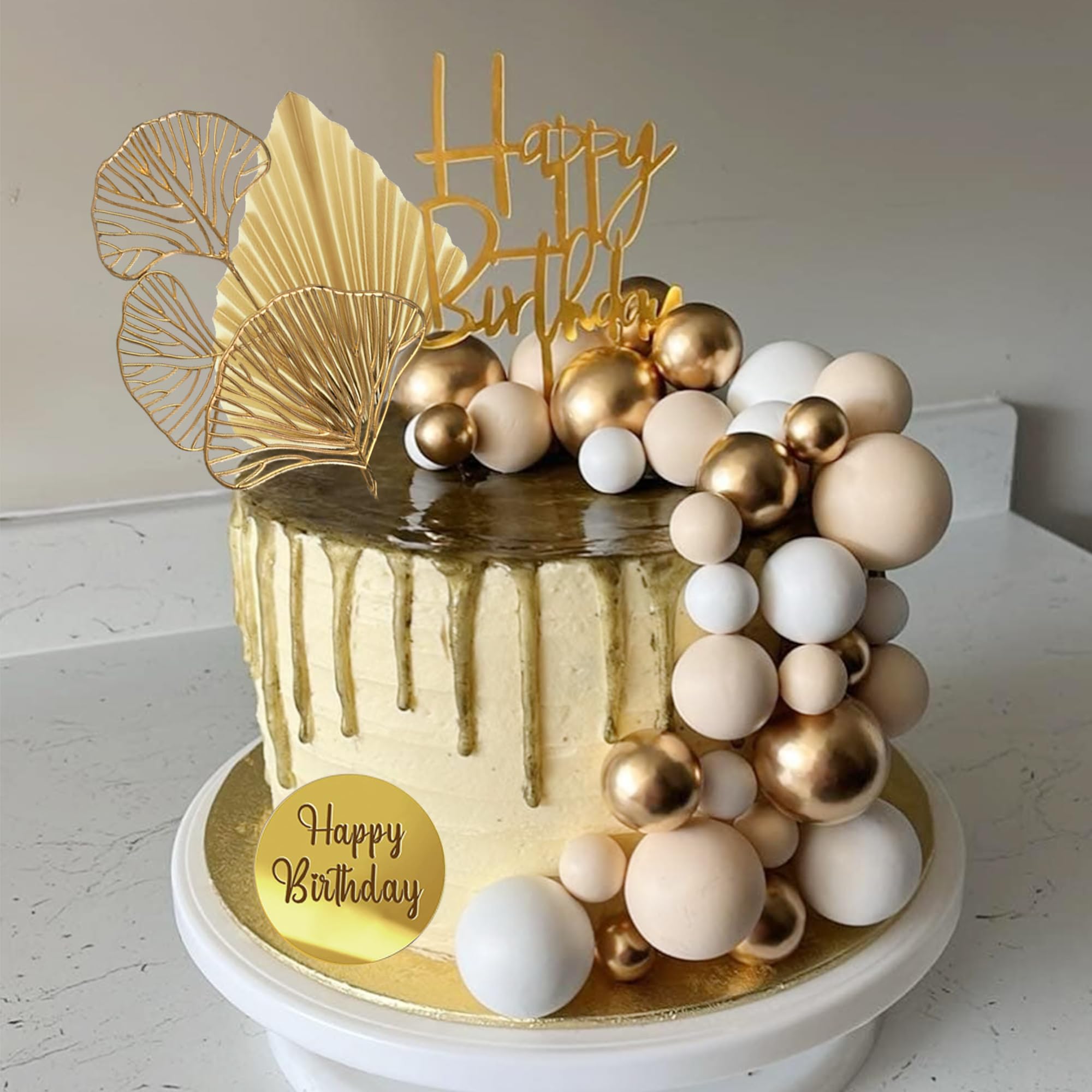 LEFUBABY ginkgo leaf cake topper for delicate centerpiece accents.