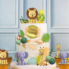 LEFUBABY palm leaves cake toppers add tropical flair to jungle cakes