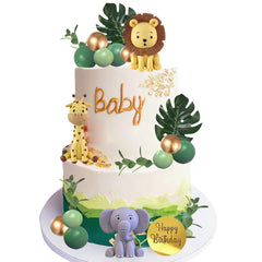 LEFUBABY safari lion cake topper enhances jungle-themed birthday decor