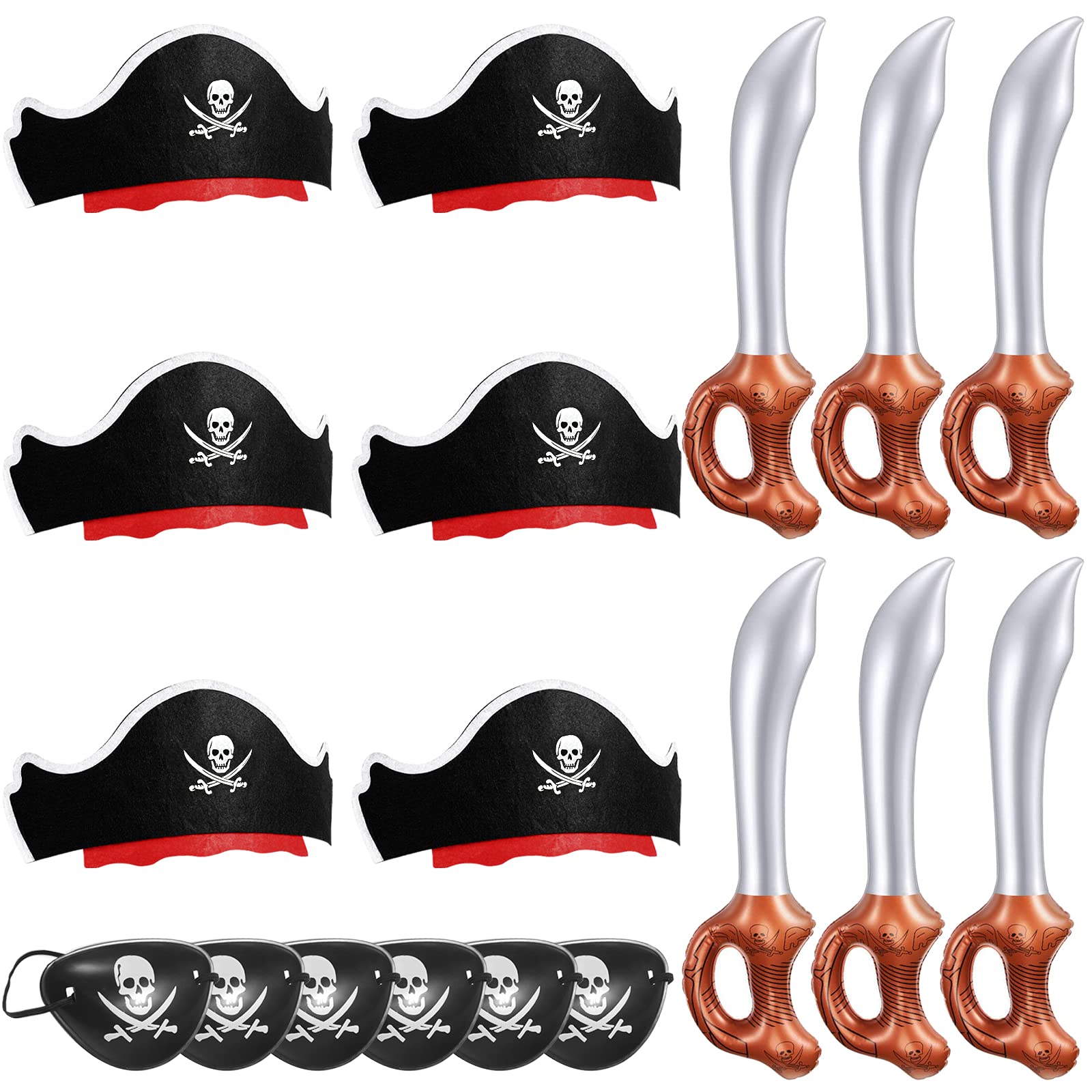 Legigo pirate hats with elastic back fit kids and adults for party fun.