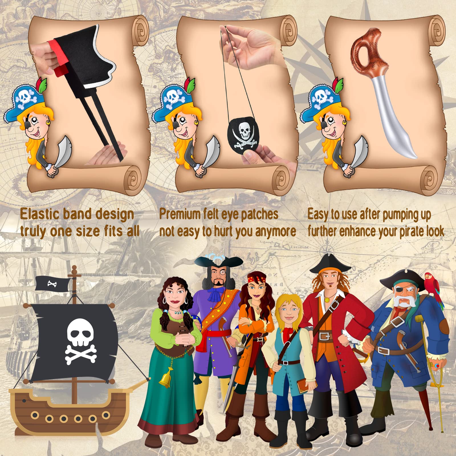 Legigo inflatable swords PVC 24-piece set, lightweight and reusable for pirate cosplay.