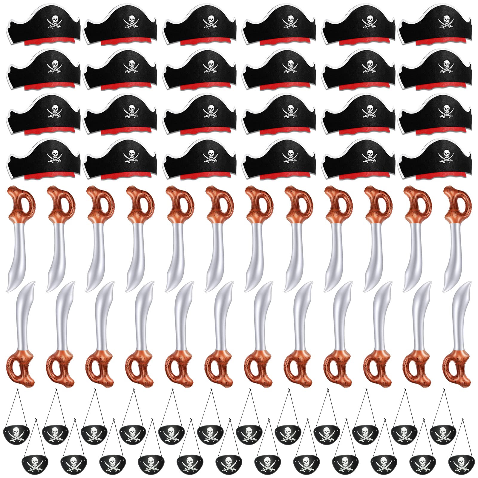 Legigo pirate hats 24-piece set with comfy elastic fit for kids and adults.