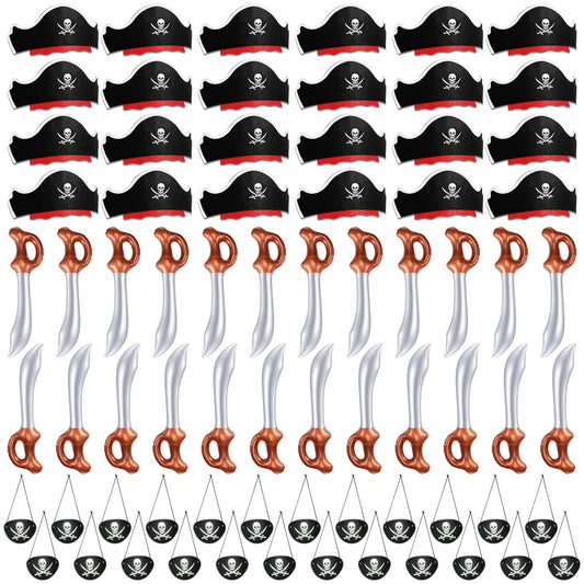 Legigo pirate hats 24-piece set with comfy elastic fit for kids and adults.