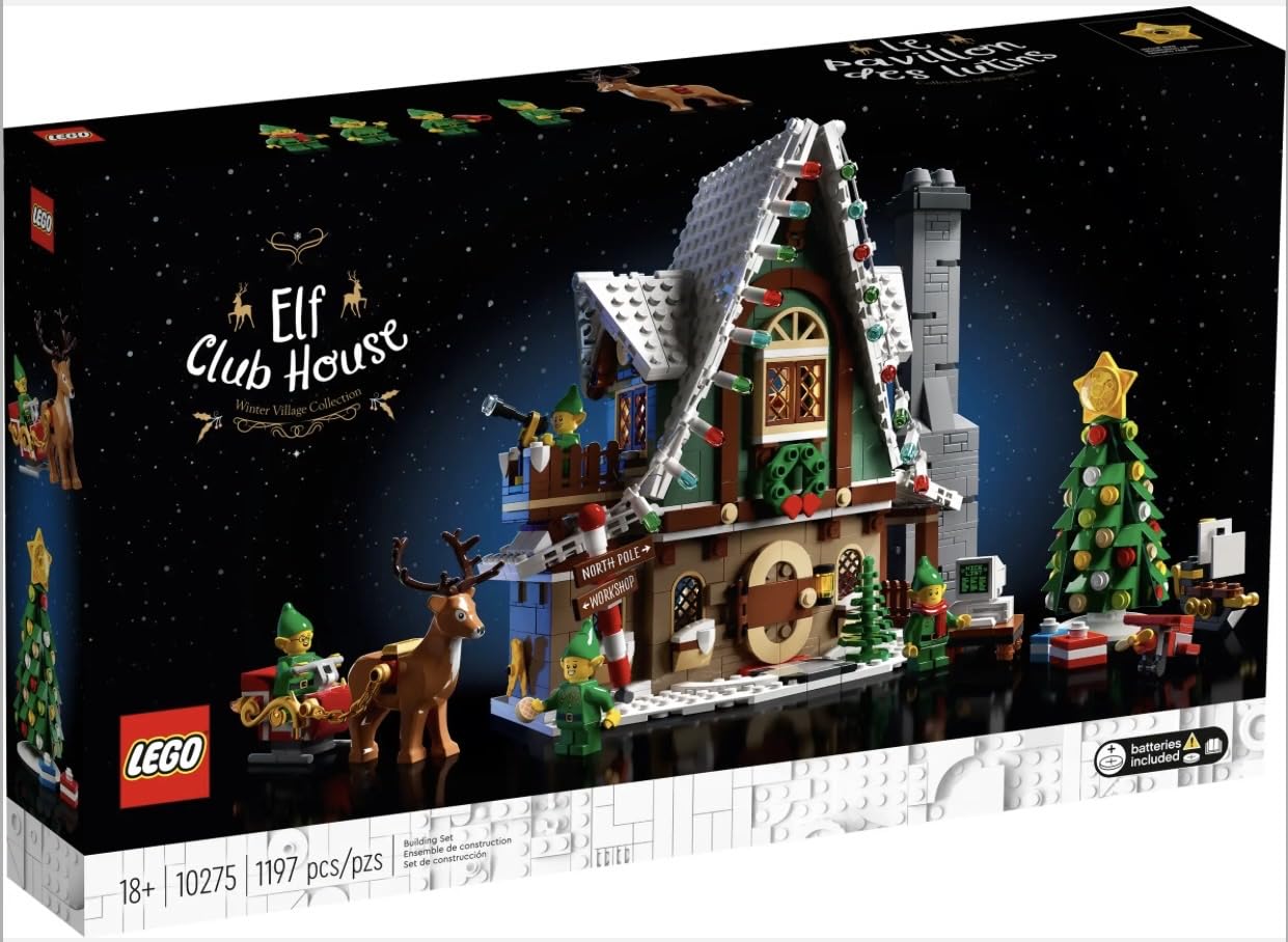 LEGO 10339 Santa's Post Office Christmas tree and sled boost festive display.