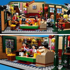 LEGO 21319 Central Perk wall decor and furniture enhance display realism.