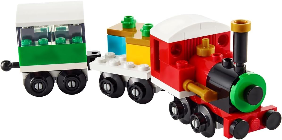 LEGO 30584 Winter Christmas Train parts spread for easy sorting and building