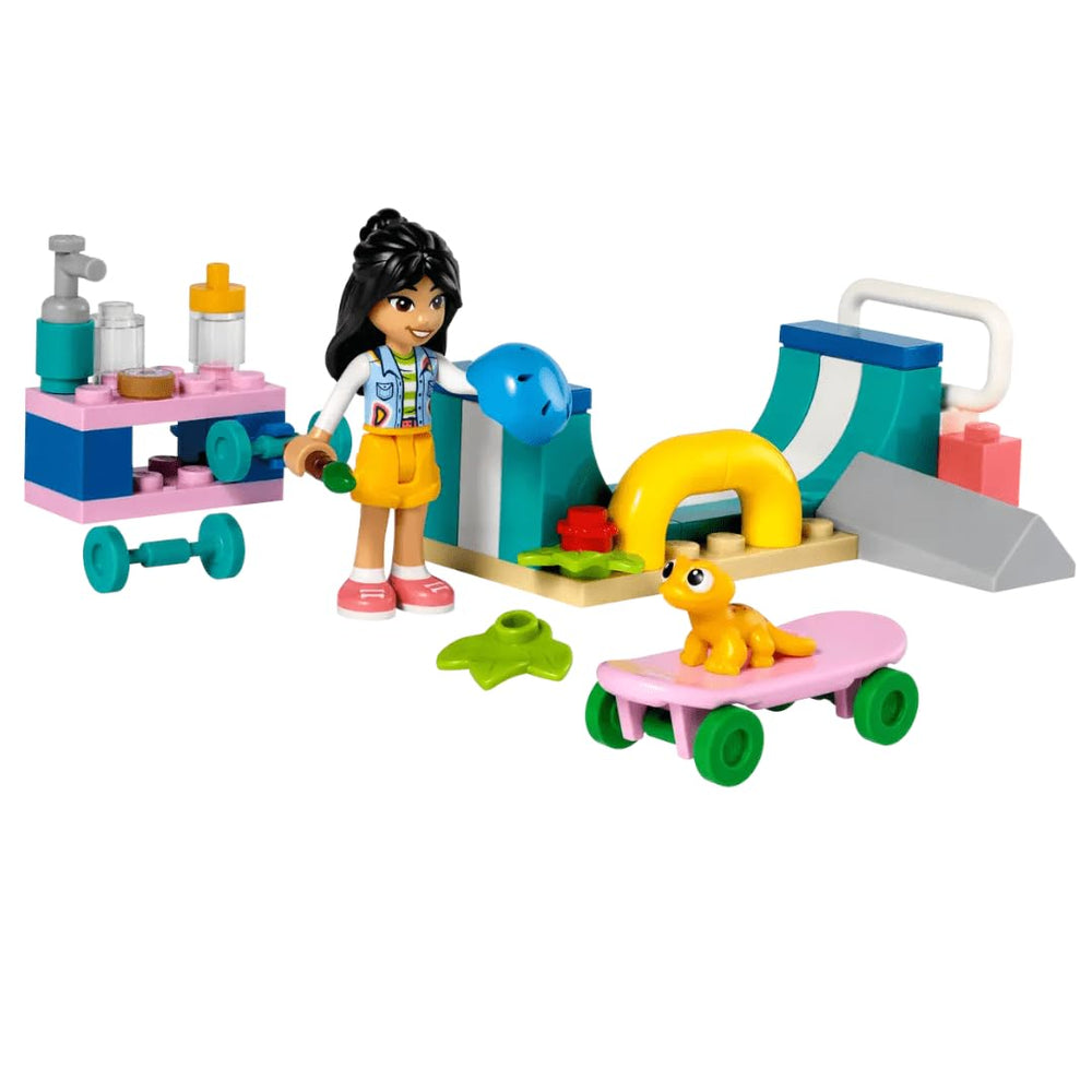 LEGO 30633 skate ramp polybag side view with minidoll figure for quick setup and storytelling