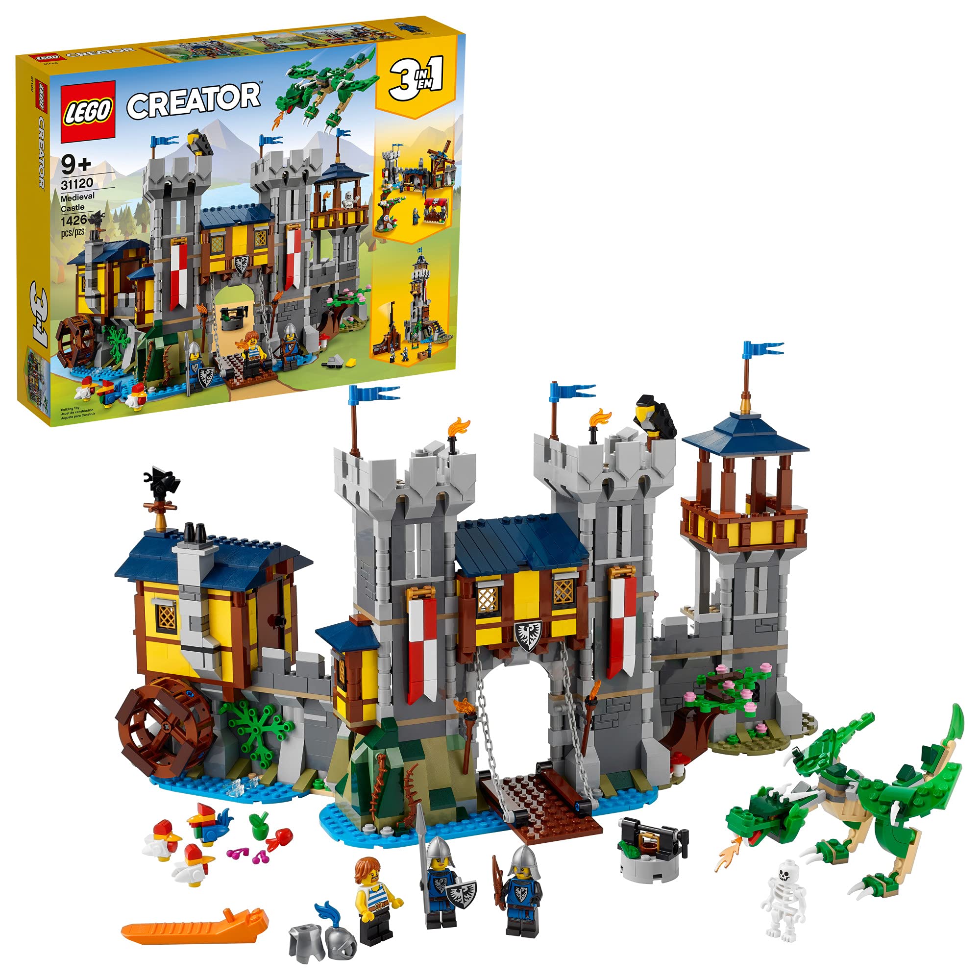 LEGO 31120 Medieval Castle front view invites adventurous storytelling and creative building.