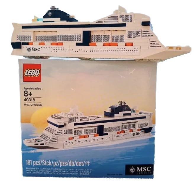LEGO 40318 MSC Cruises Cruise Ship front view invites imaginative play and shelf-worthy decor.