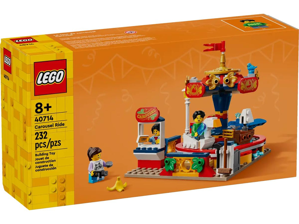 LEGO 40714 Carousel Ride front view with colorful carts for imaginative play.