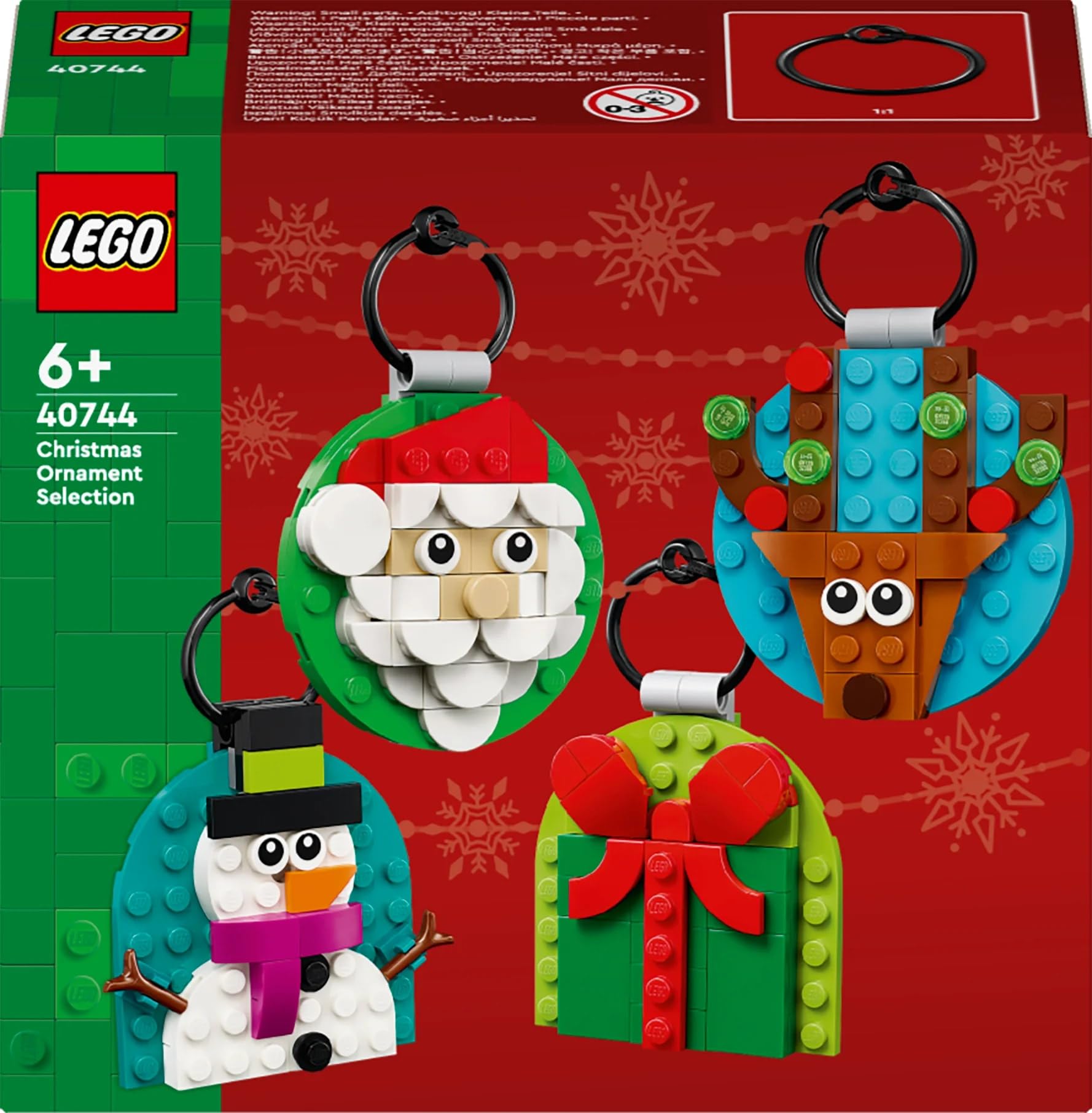LEGO 40744 Four ornaments on display - colorful tree-ready kit