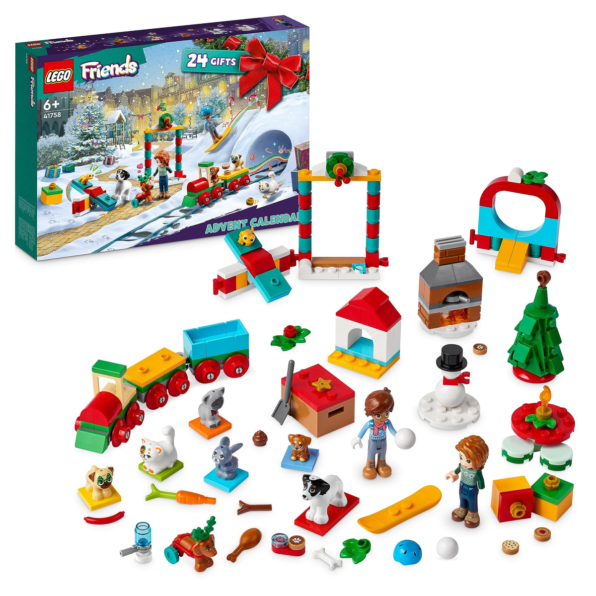LEGO Friends Advent Calendar 2023 cover highlights festive colors for Christmas countdown excitement.
