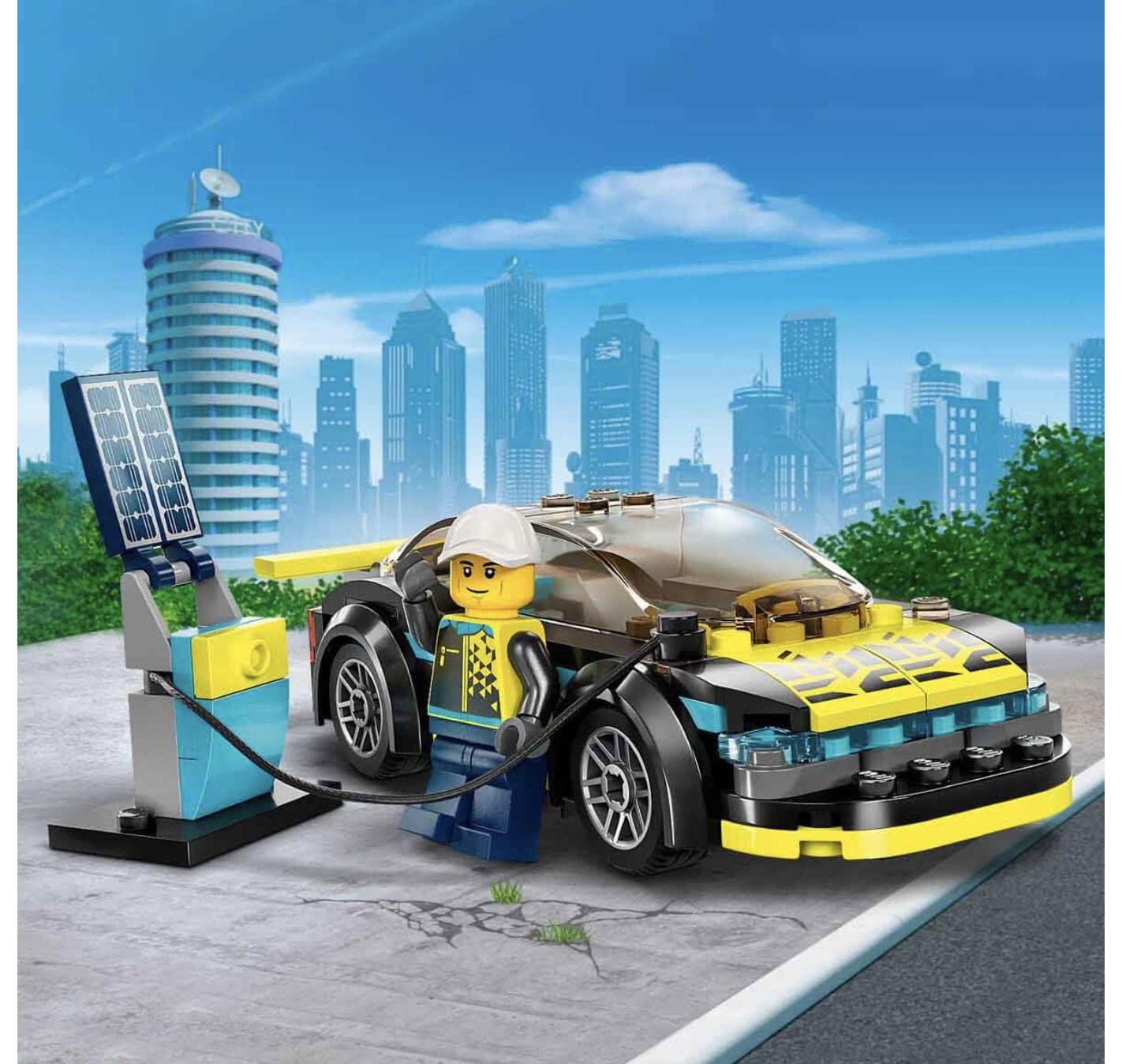 LEGO 60383 solar panels and cable connection spark interactive setup