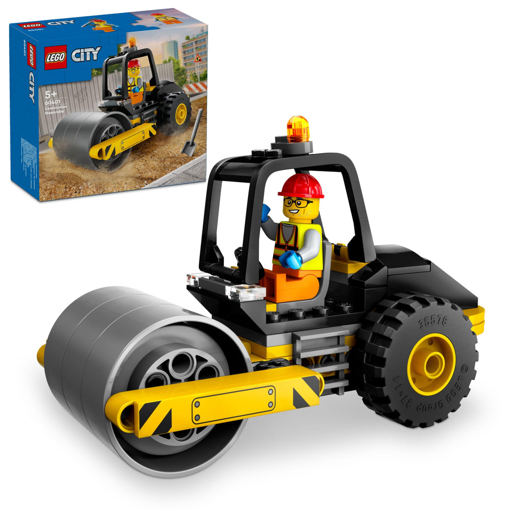 LEGO 60401 City Road Roller with coarse tyres for imaginative construction play.
