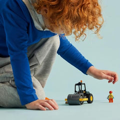 LEGO 60401 City Road Roller includes a minifigure with helmet for storytelling.