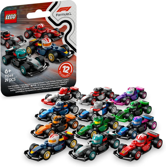 LEGO 71049 F1 Cars front view shows a sleek race car ready for display and play