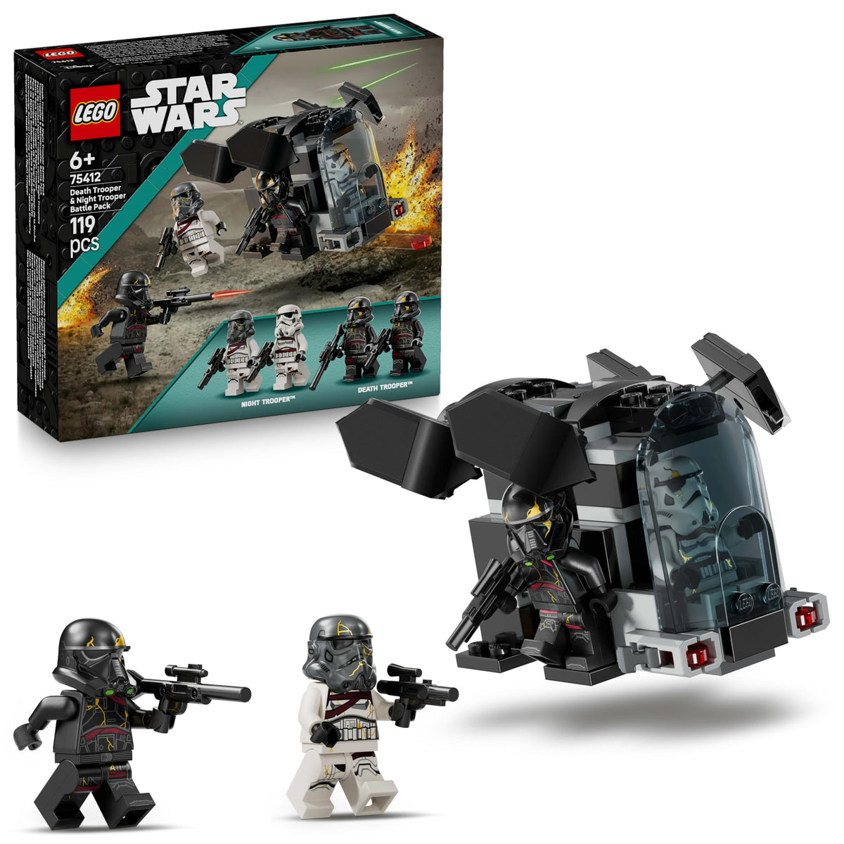 LEGO 75412 dropship front view highlights action-ready battle pack for imaginative play