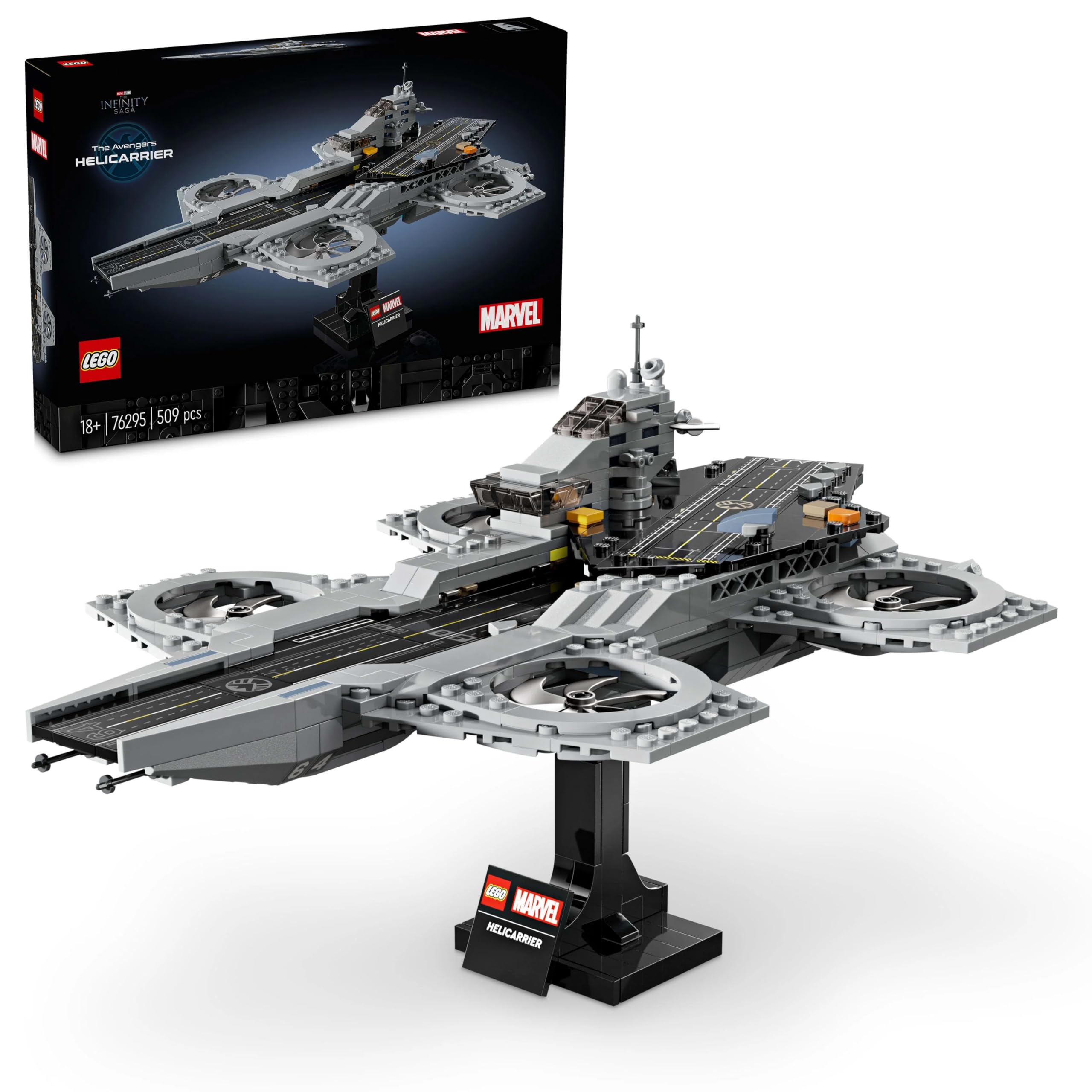 LEGO 76295 Avengers Helicarrier assembly detail for display and play