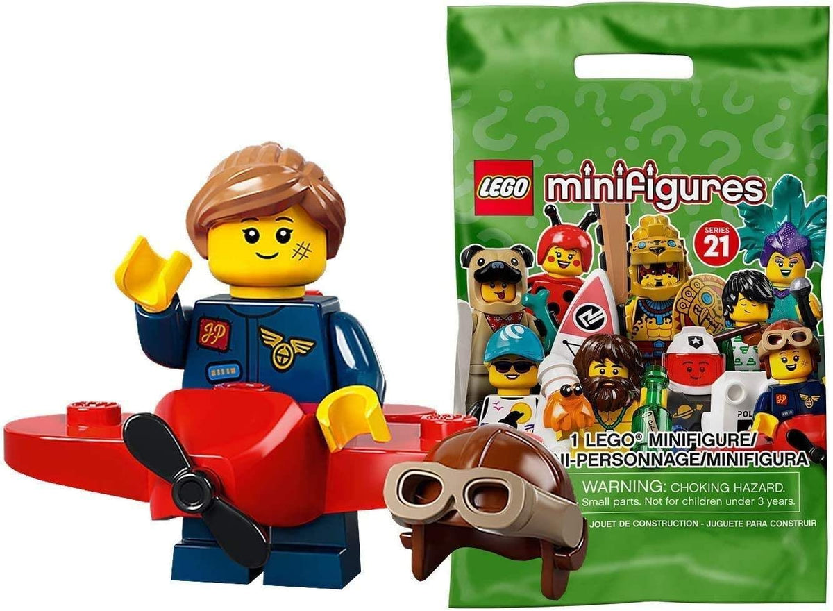 LEGO Airplane Girl minifigure from Series 21, ideal for display or imaginative play.