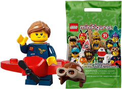 LEGO Airplane Girl minifigure from Series 21, ideal for display or imaginative play.