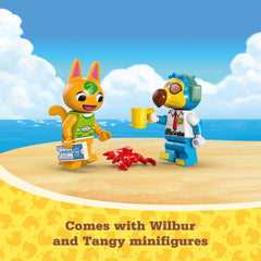 LEGO Animal Crossing flag-customization-tiles enable personalized airport branding.
