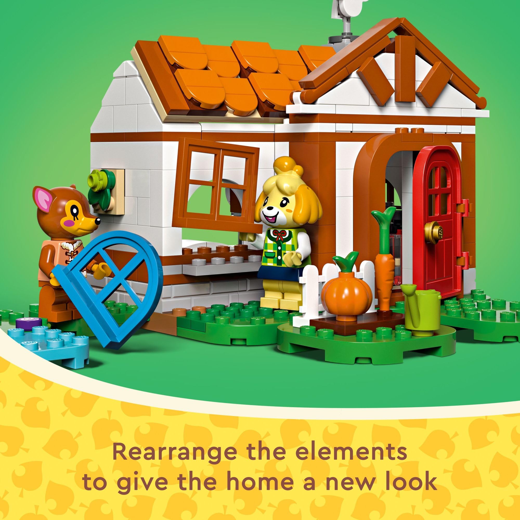 LEGO Animal Crossing Isabelle’s House Visit garden and apple tree for nurturing scenes
