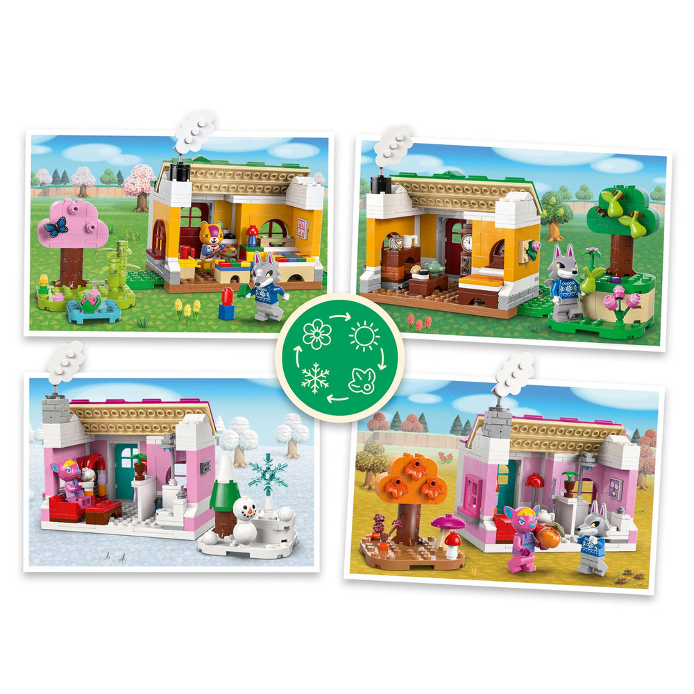 LEGO Animal Crossing minifigures Stitches, Fuchsia, Fang bring island personalities to life.