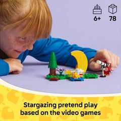 LEGO Animal Crossing astronomy book accompanying Celeste stargazing scene