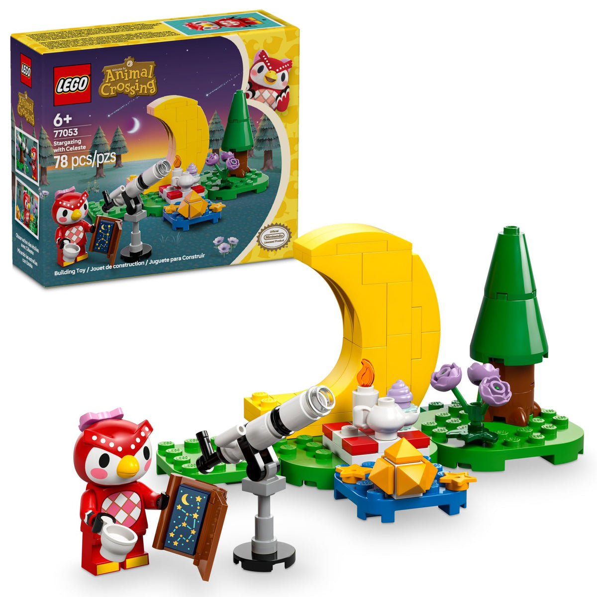 LEGO Animal Crossing Celeste minifigure with telescope for imaginative outdoor play